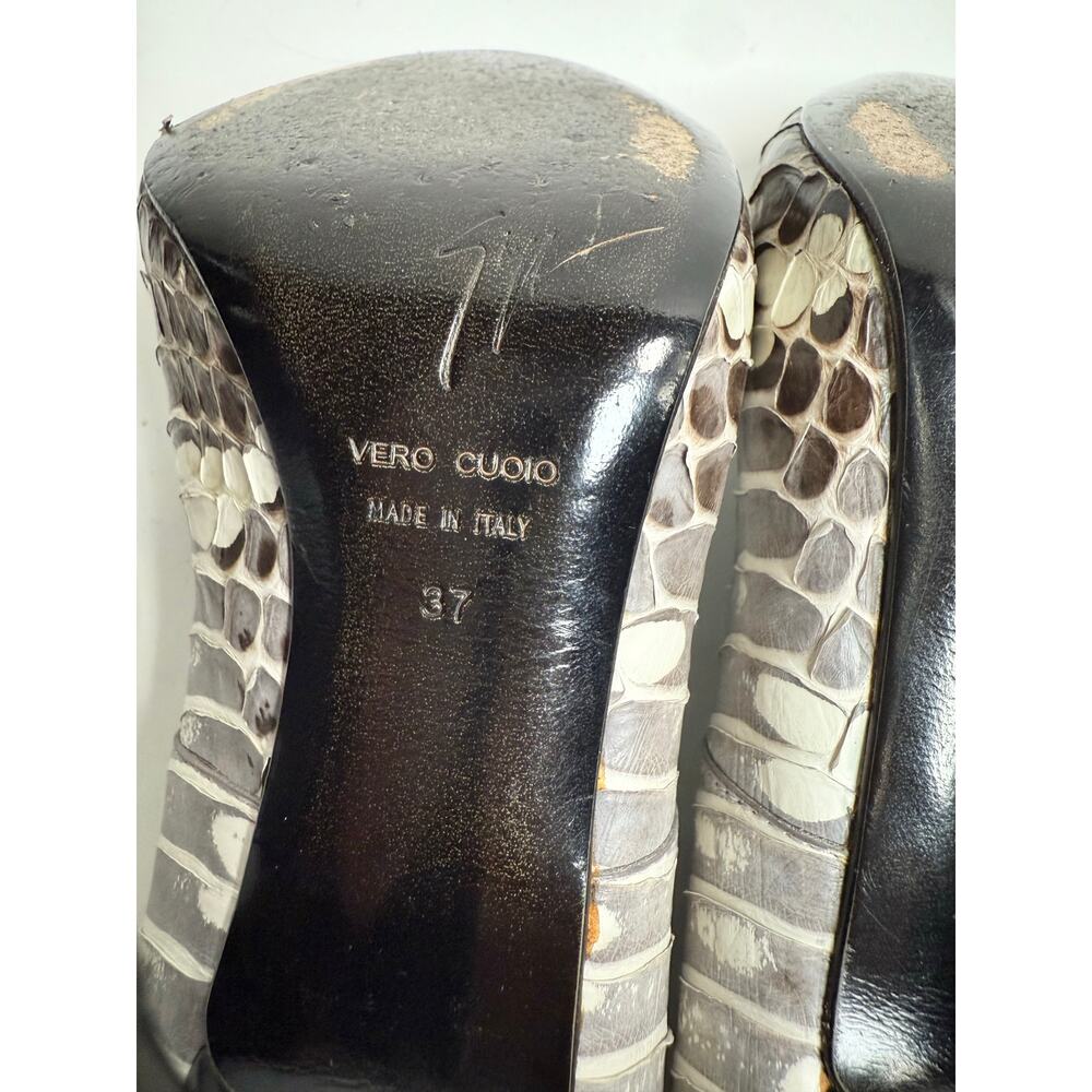 Giuseppe Zanotti Python Print Peep Toe Heels Size… - image 8